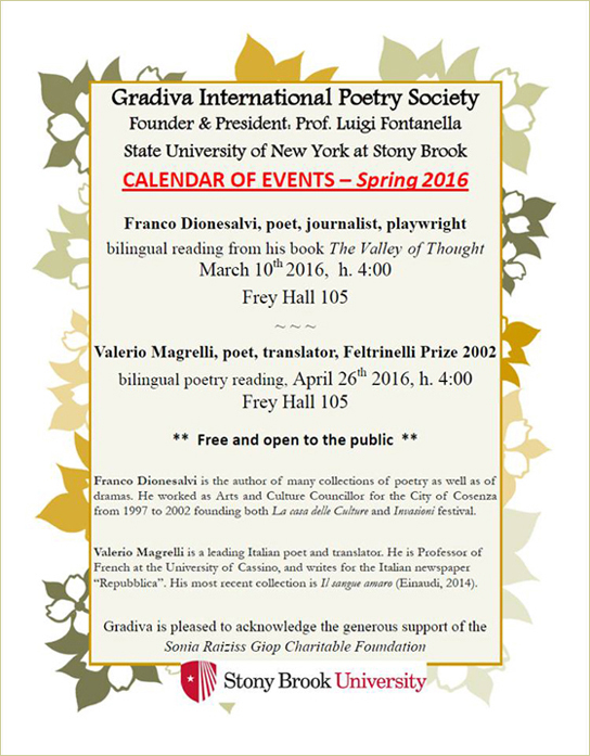 calendario eventi Gradiva International Poetry Society
